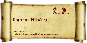 Kapros Mihály névjegykártya