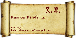Kapros Mihály névjegykártya