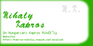 mihaly kapros business card